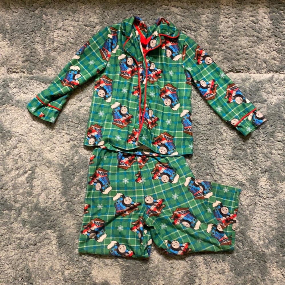 Thomas the Train Green Holiday Pajamas- Size 4T